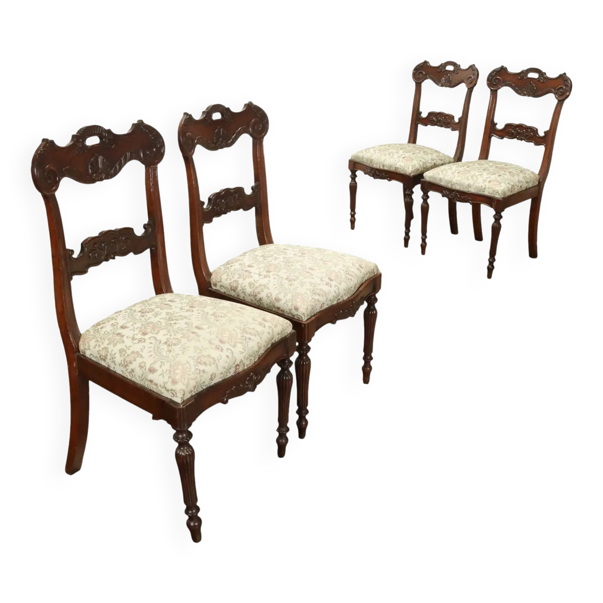 Chaises anciennes période Restauration en acajou sculpté XIXe siècle