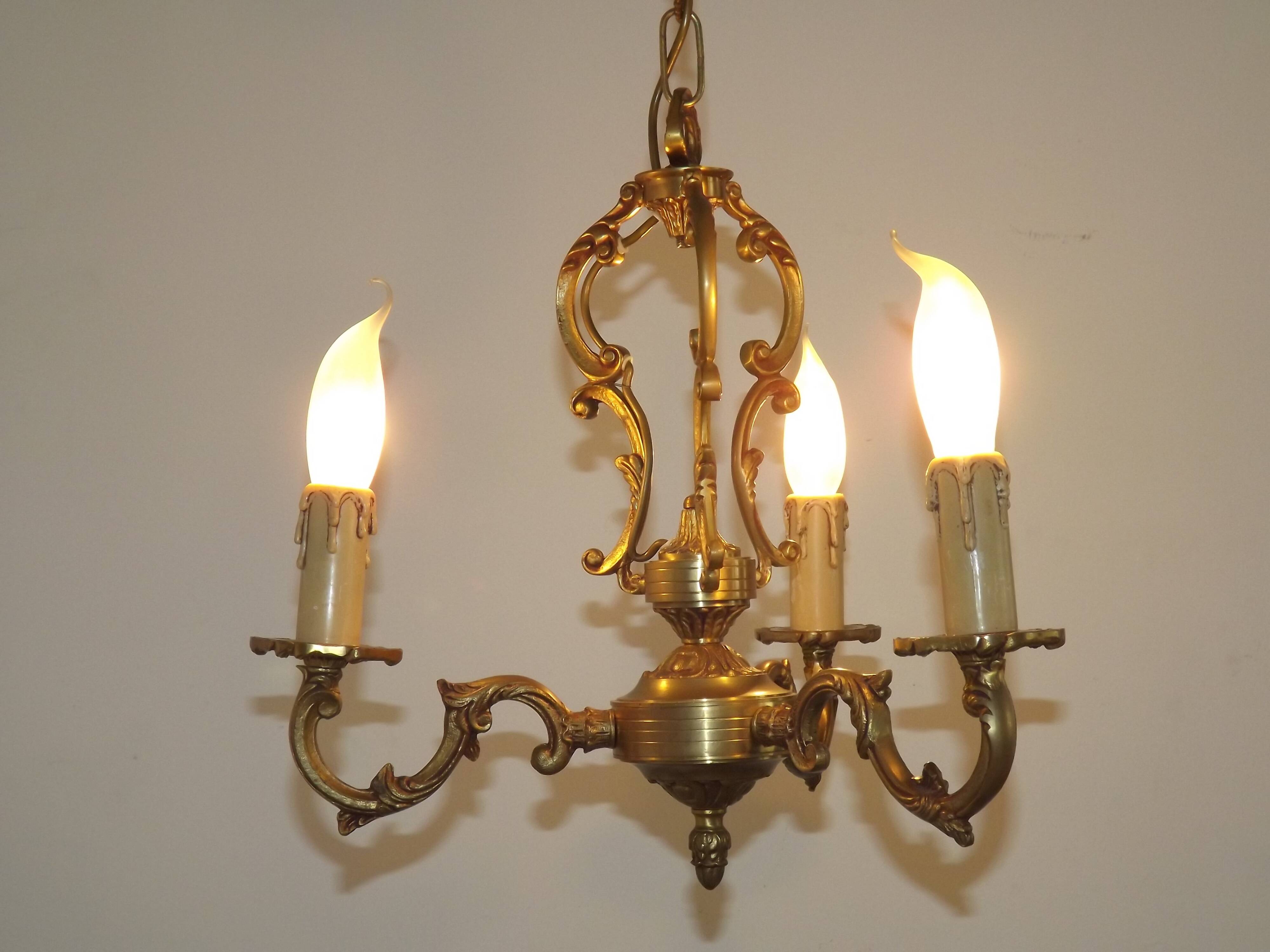 French Art Nouveau Bronze 3 Light Acanthus Detail Cage Candlestick 5476