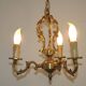 French Art Nouveau Bronze 3 Light Acanthus Detail Cage Candlestick 5476
