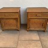 Pair of rattan bedside tables