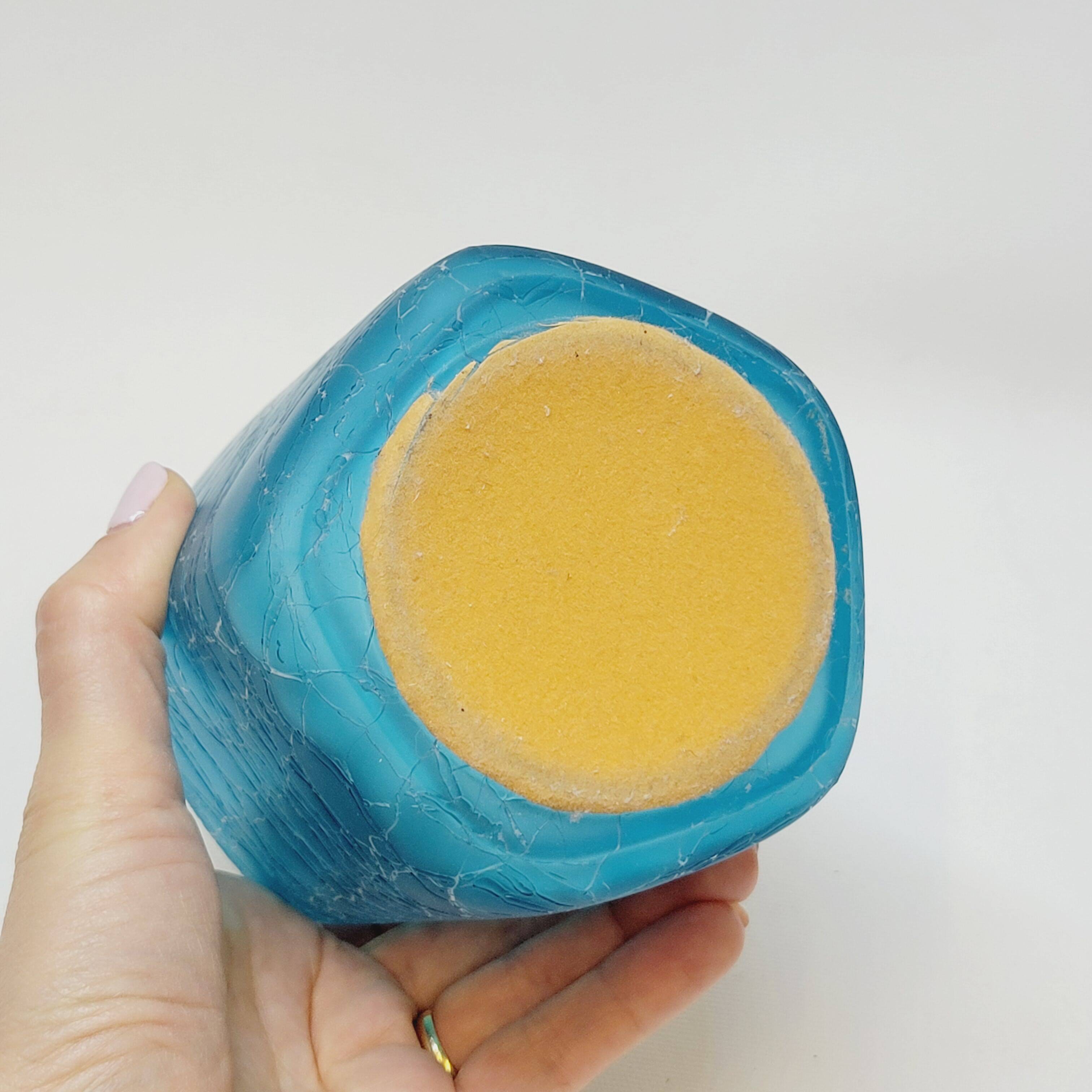 Franck Ma Toilet Box and Spray Bottle in Turquoise Blue Cracked Glass