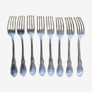 8 fourchettes vintage en métal argenté