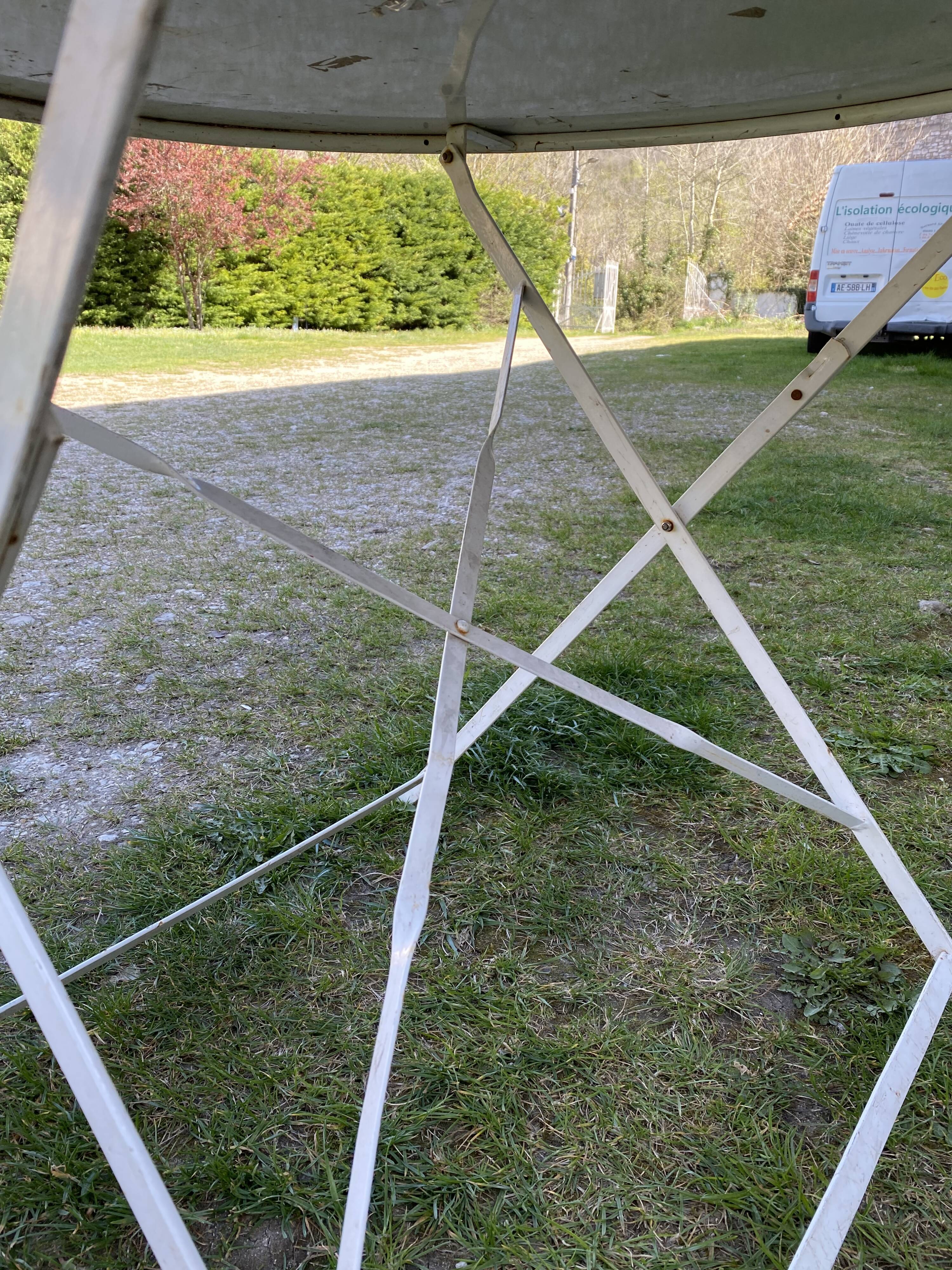 Round folding metal table – circa 1950
