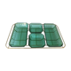 Golden vintage aperitif tray with green ramekins Arcoroc-France