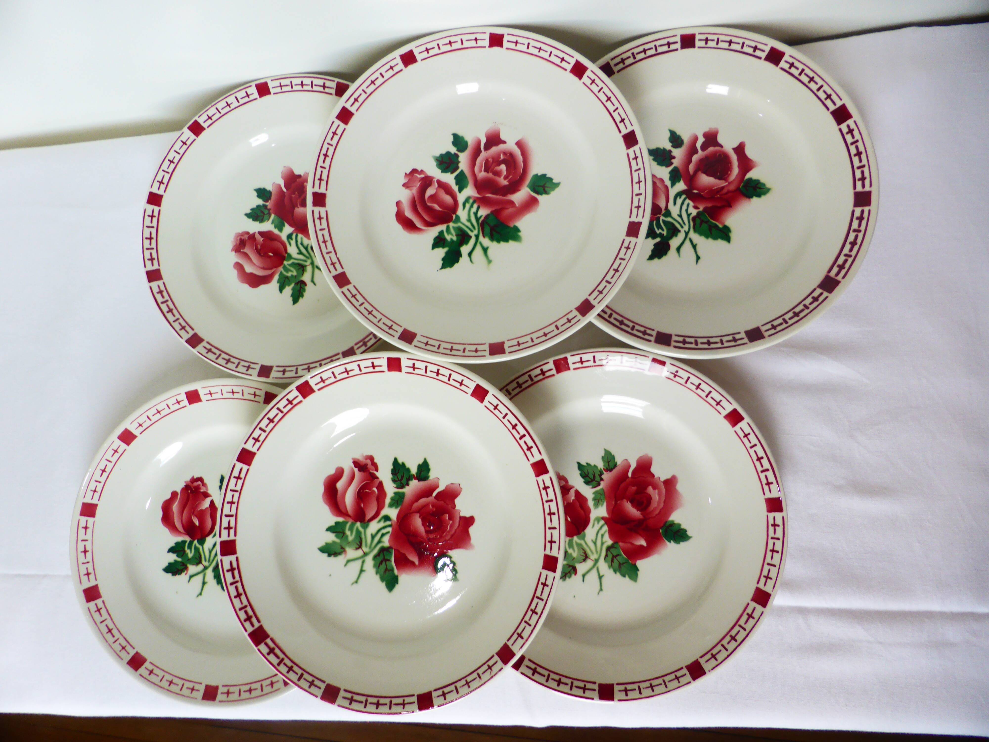 6 flat plates of Digoin Sarreguemines model Saverne
