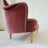 "Samsas" canapé in rare velvet by Carl Malmsten from the mid-century, Sweden, 1960s.