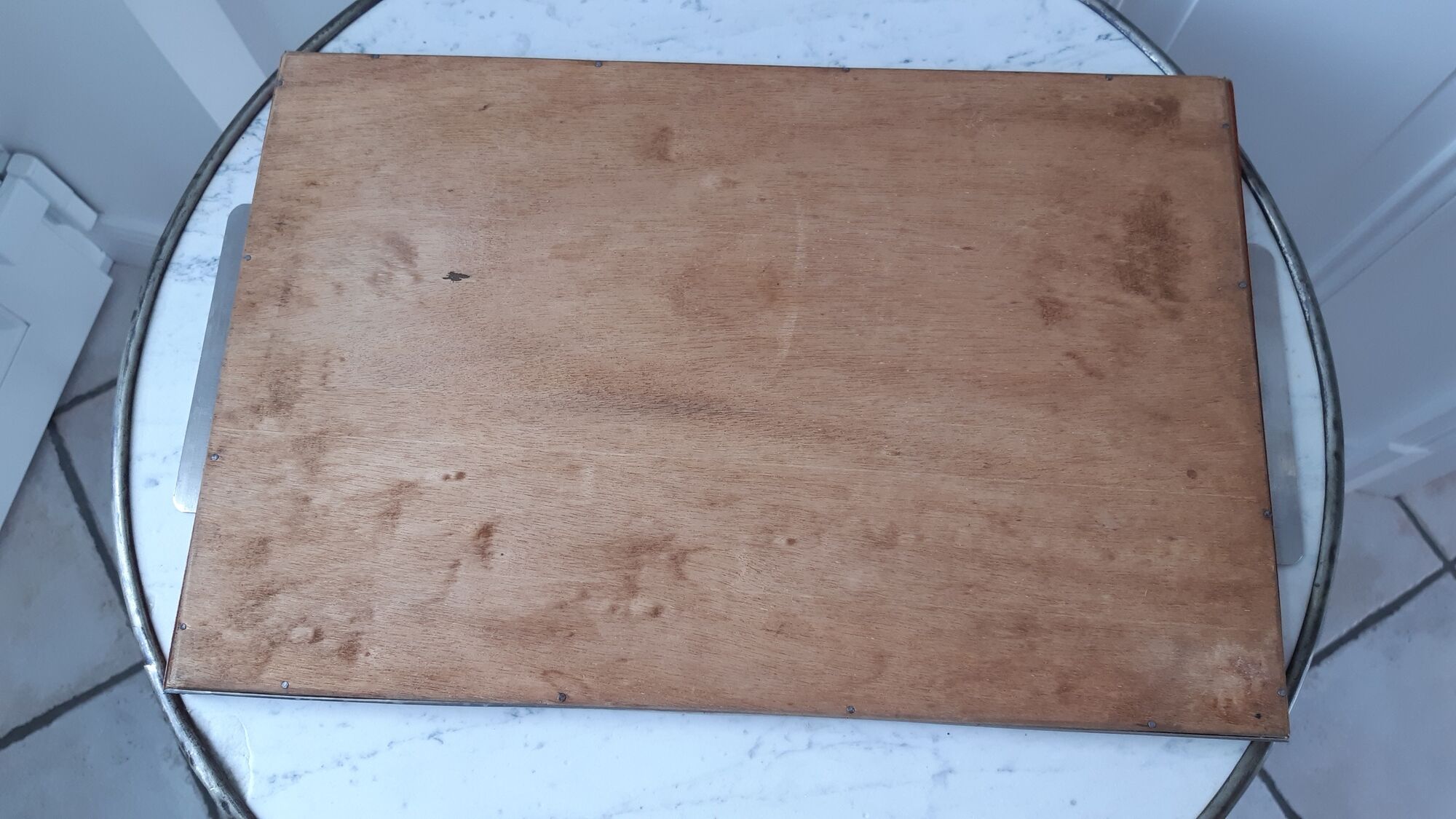 Art deco tray in wood, steel, chrome, glass and mirror 30s-40s
