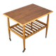 Restored Danish teak rolling table with shelf, 1960s