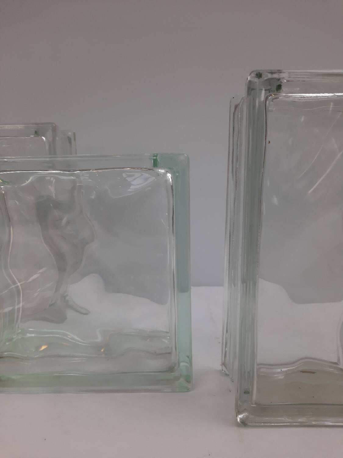 3 vintage glass brick vases