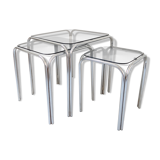 Tables gigogne acier et verre