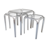 Tables gigogne acier et verre