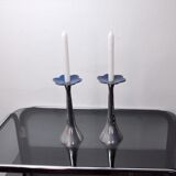 Pair of floral brutalist candlesticks by david marshall, 1980, spain