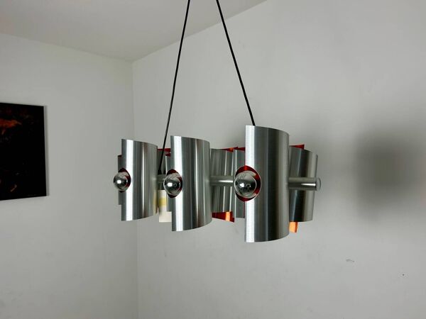 Pendentifs en aluminium vintage de l'âge spatial Luminaires Jalest
