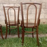 Set of 4 curved wooden bistro chairs