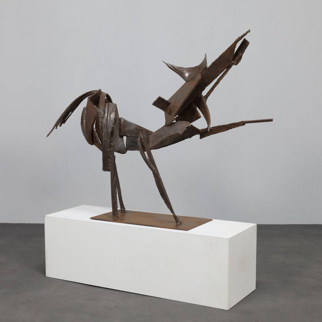 Iron horse sculpture by Raphael Saintenoy, Europe 1960s