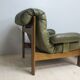 Armchair and footstool - green leather - 1960s