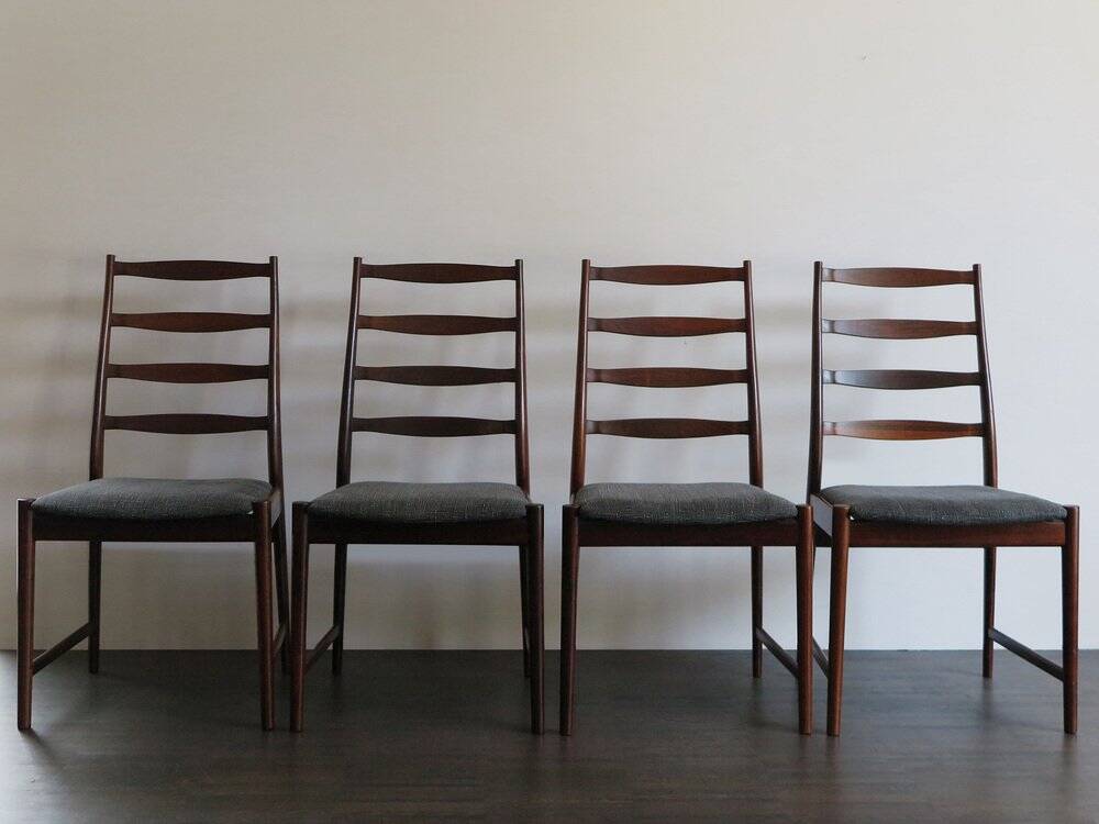Set of Danish Dark Wood Dining Chairs by Arne Vodder, 1960s