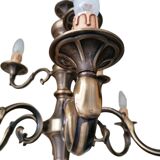 Lampadario vintage a nove luci in ottone, anni '50