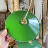 Vintage lampshade in green enamelled sheet metal, customizable
