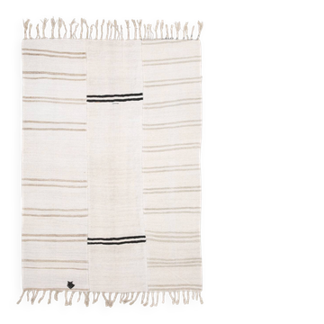 Kilim Turc Écru à Rayures, Style Scandinave, Salon et Chambre, 176x252Cm