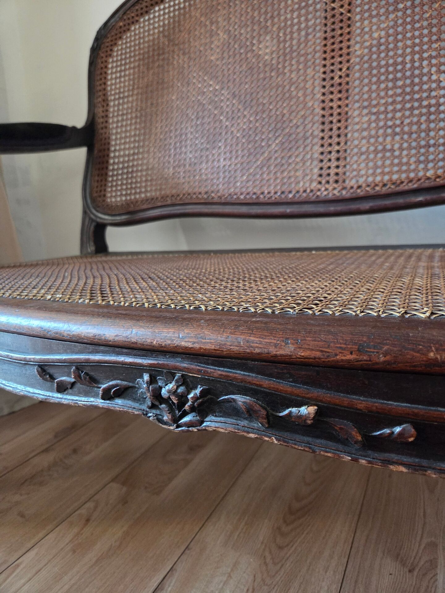 Caned bench in Louis XV style
