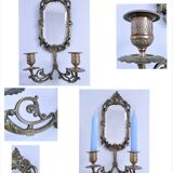 Patinated bronze chandelier mirror early twentieth century