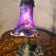 bronze patinated cast iron lamp with painted shade 38x24 art nouveau style