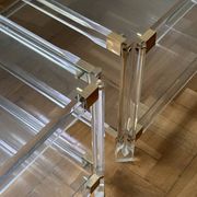 2 bout de canape plexi laiton et verre  circa 1970