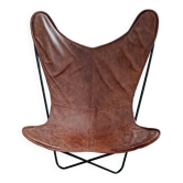 BKF Armchair Sudestada Brown Vintage Leather No. 03 with black epoxy lacquered frame