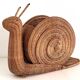 Italian Vintage Large Rattan Snail Basket, 1980s