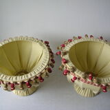 Set of 2 old fabric lampshades with vintage retro deco tassel 30 cm