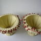Set of 2 old fabric lampshades with vintage retro deco tassel 30 cm