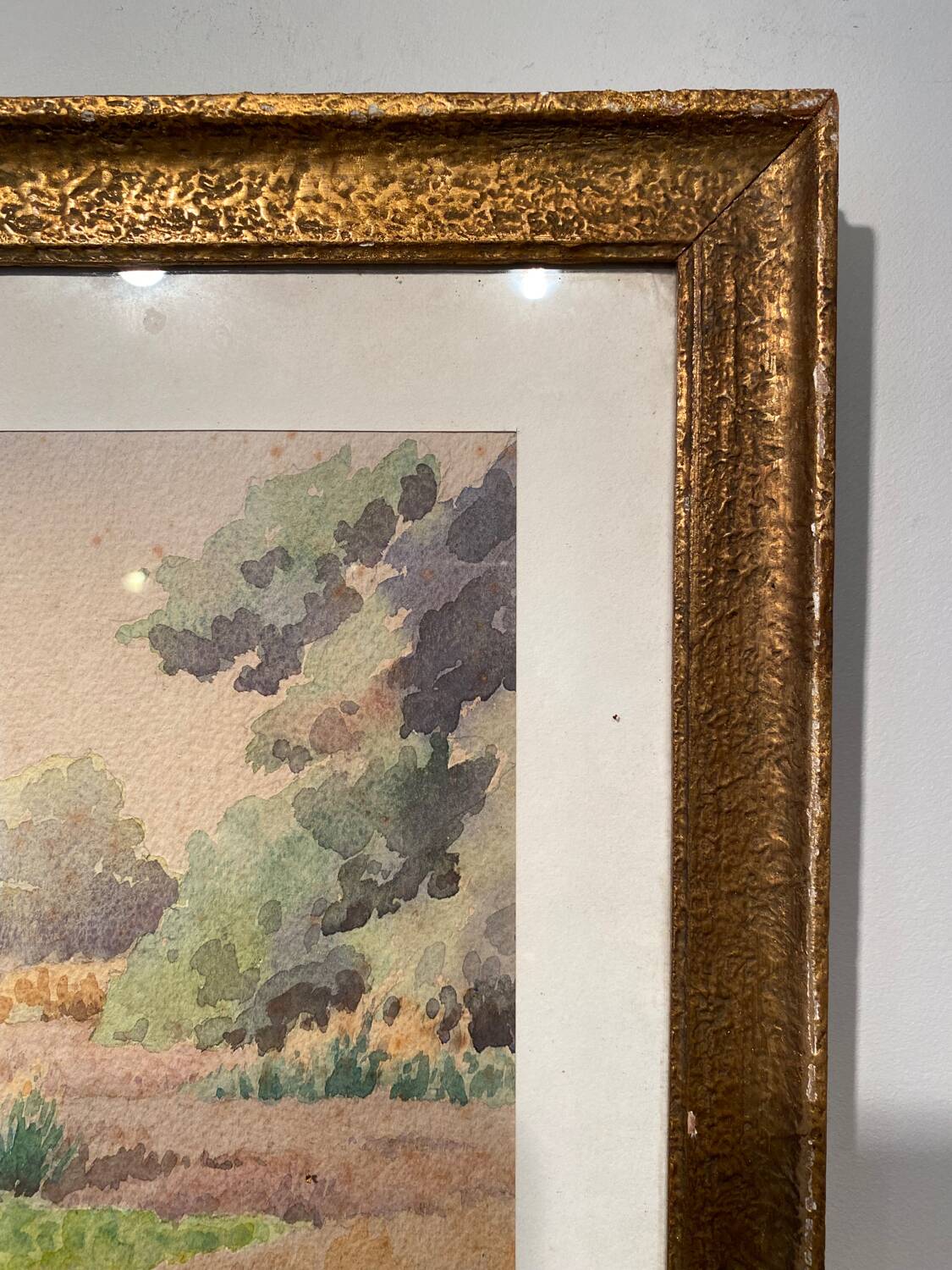 Old painting, landscape signed Andrée Bouchard 20th century