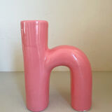 Abstract vase in arched pink ceramic