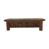 Carved wooden Tibetan bench