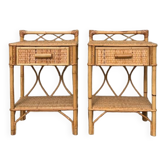 Pair of vintage rattan bedside tables