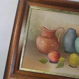 Still life painting frame signed vintage