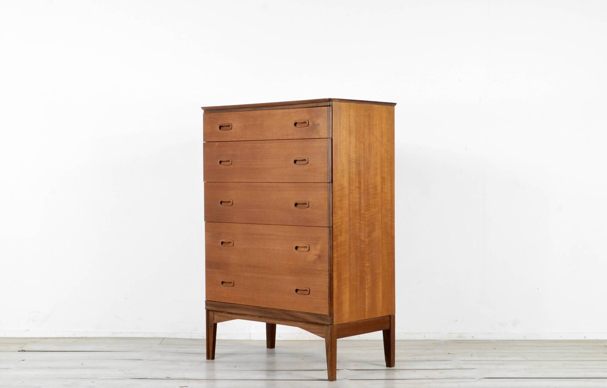 Midcentury Tallboy / Chest Of Drawers In Teak. Vintage Modern / Scandinavian / Retro / Danish Style