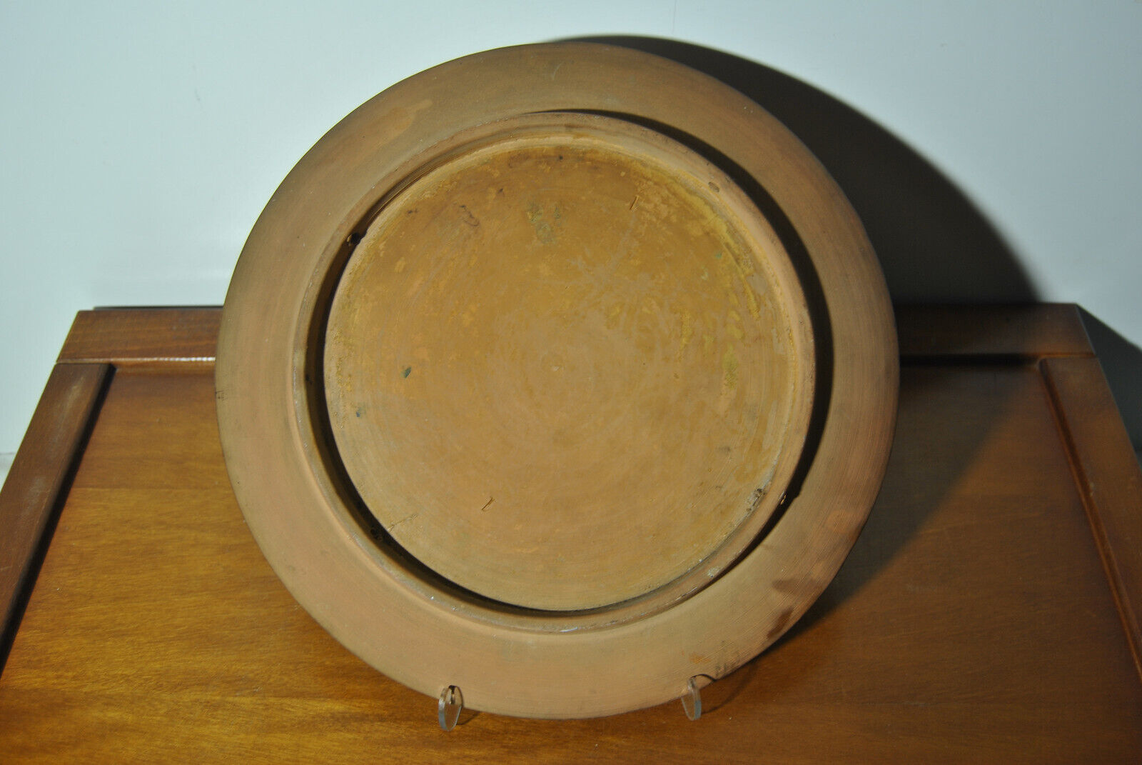 Set of 3 dishes 19th century terracotta painting 1895 boat lily lily swan