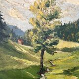 Painting "The Tree in the Valley", oil on panel, signed, 1936