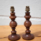 Pair of wood lamp, vintage turned wood lamp foot