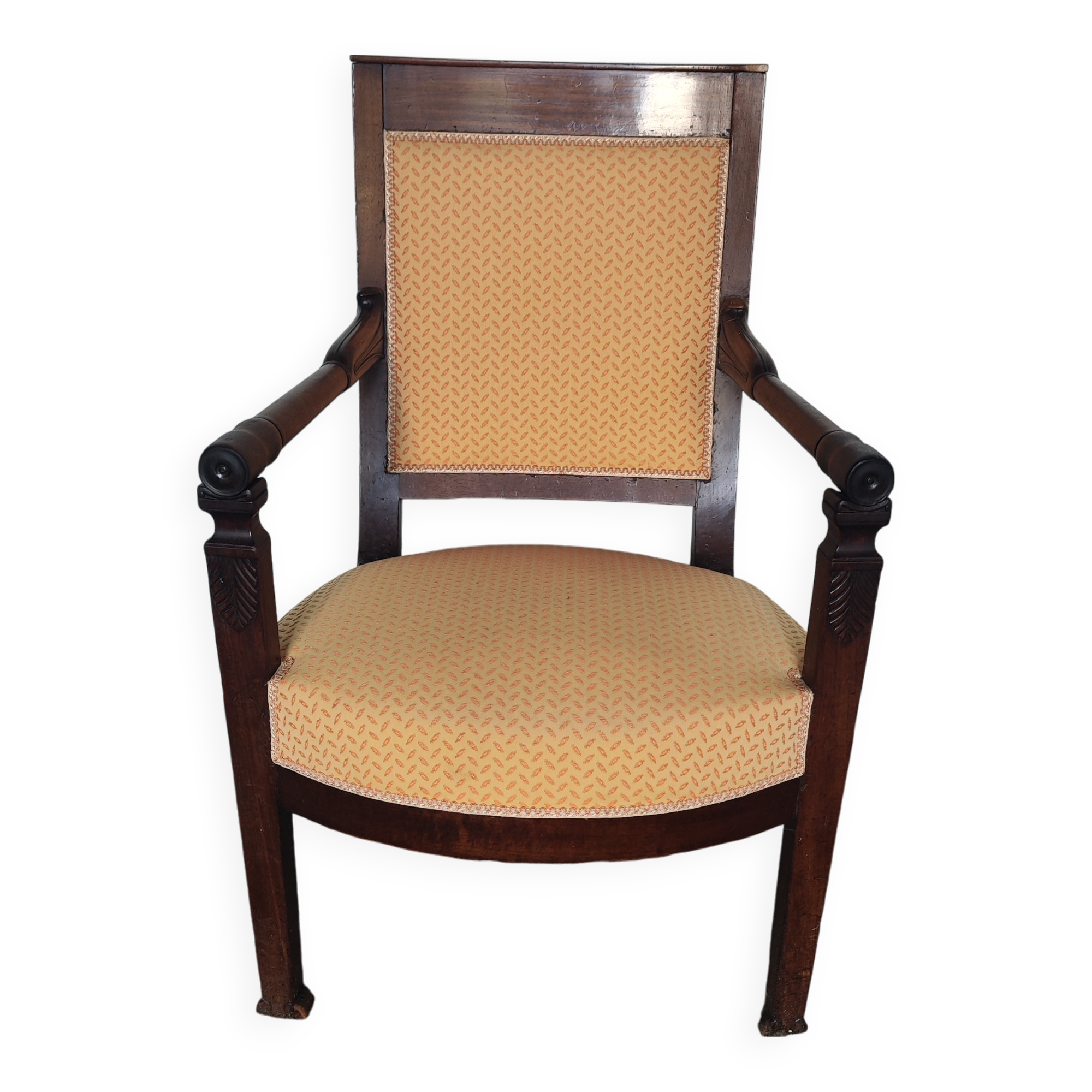 Empire style armchair in ecru fabric