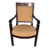 Empire style armchair in ecru fabric