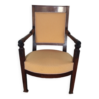 Fauteuil style empire tissus ecru