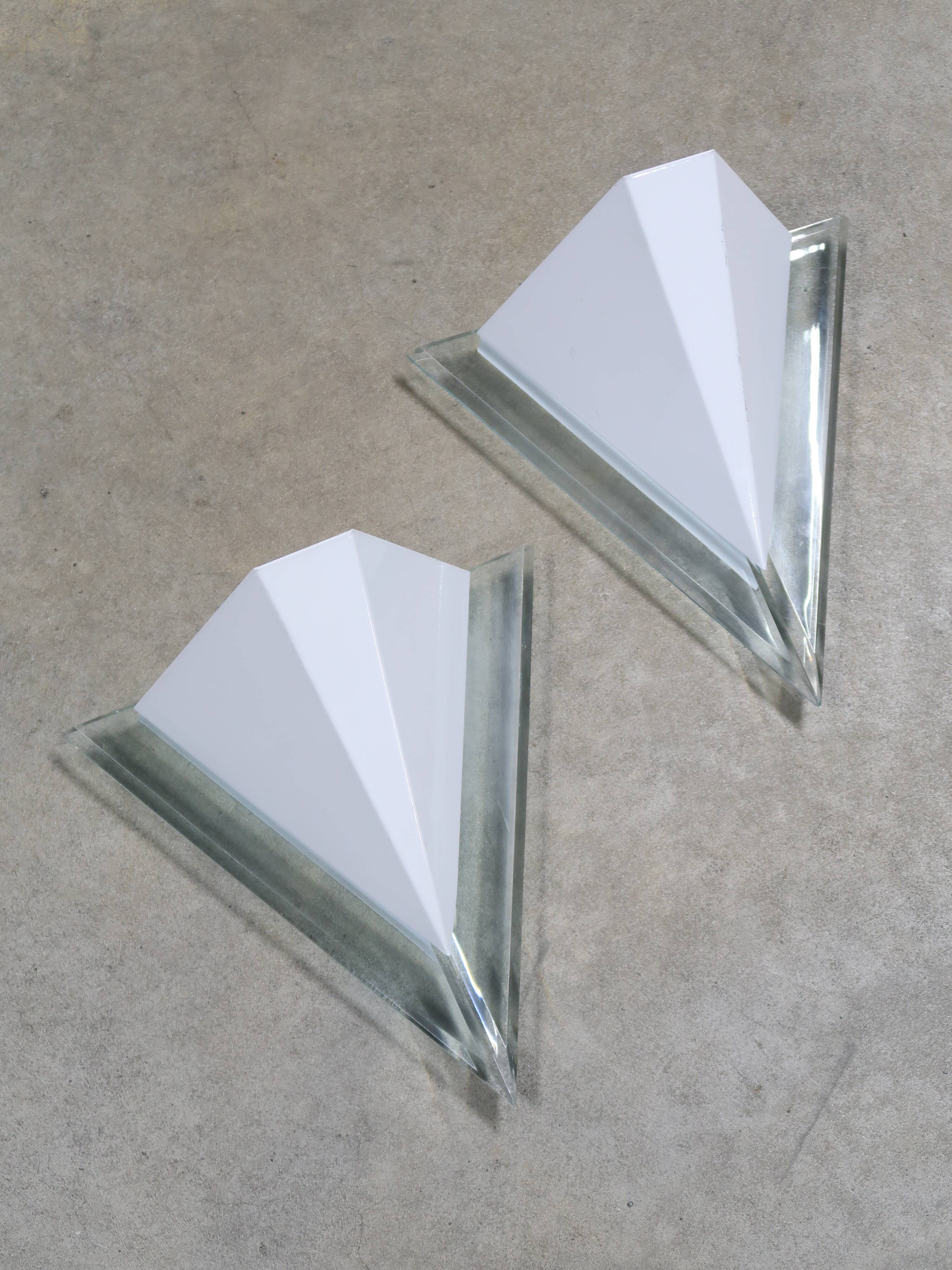 Pair of white wall lights from the 80s