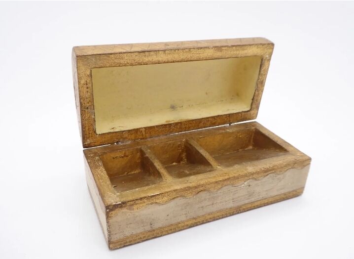 Florentine wooden stamp box, vintage Italy