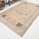 6x9 brown & beige oriental vintage rug 181x291cm