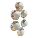 Set of 6 Digoin flower cups and saucers