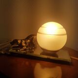 Lamp on Globe mirror base and bronze character, Art Deco