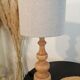 Vintage table lamp year 1980 in turned wood.